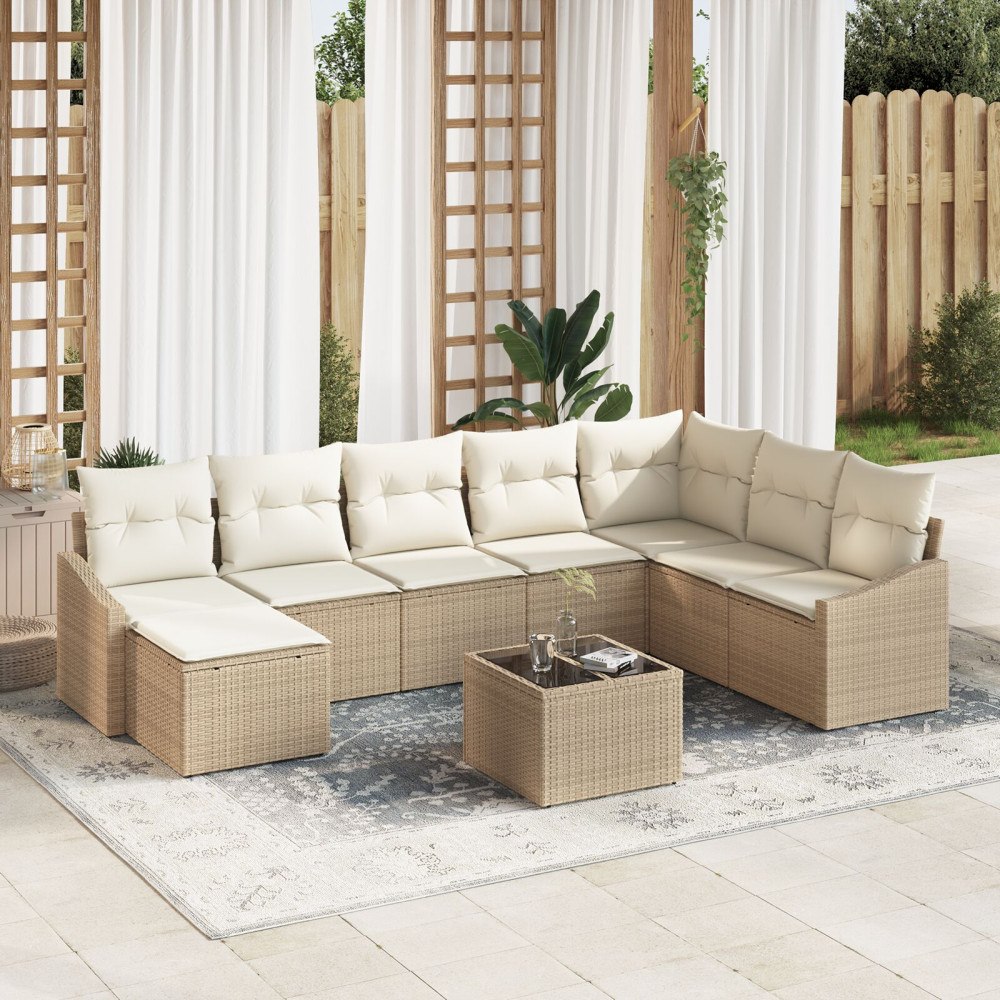 vidaXL Soffset 9 st Beige konstrotting