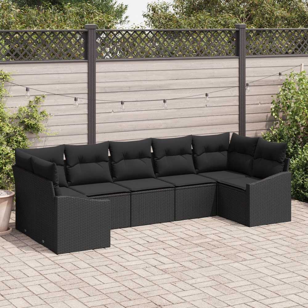 vidaXL Soffset 7 st Svart konstrotting