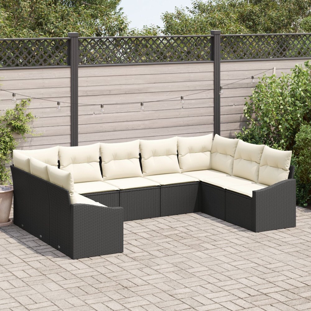 vidaXL Soffset 9 st Svart konstrotting
