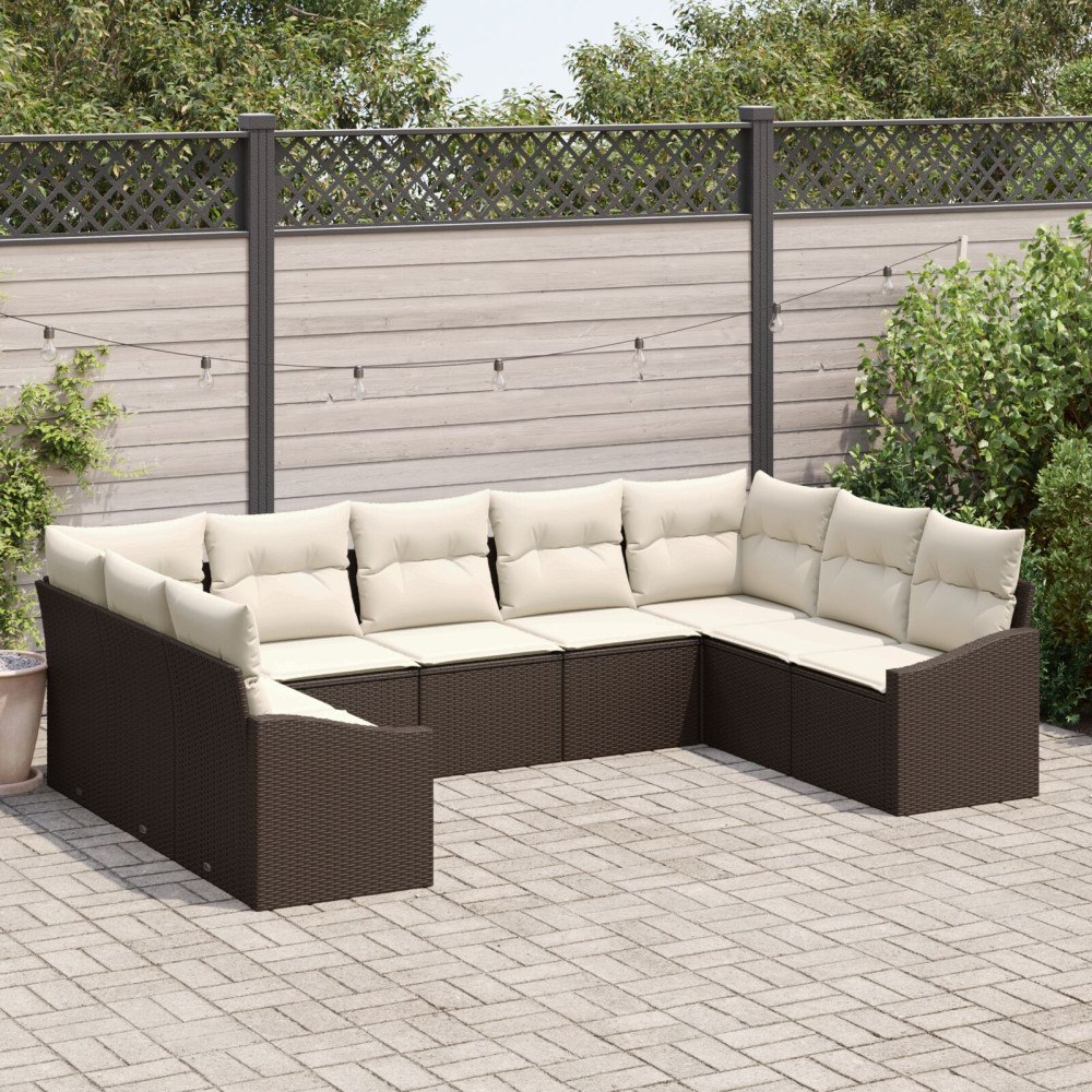 vidaXL Soffset 9 st Brun konstrotting
