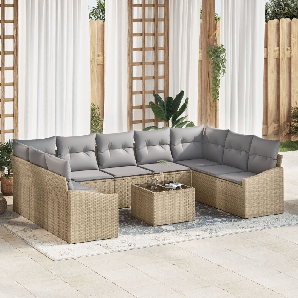 vidaXL Soffset 10 st Beige konstrotting