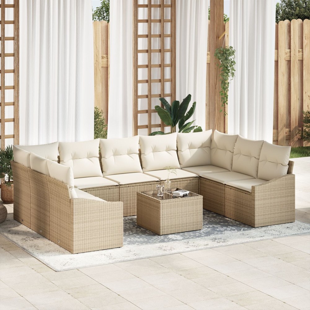 vidaXL Soffset 10 st Beige konstrotting