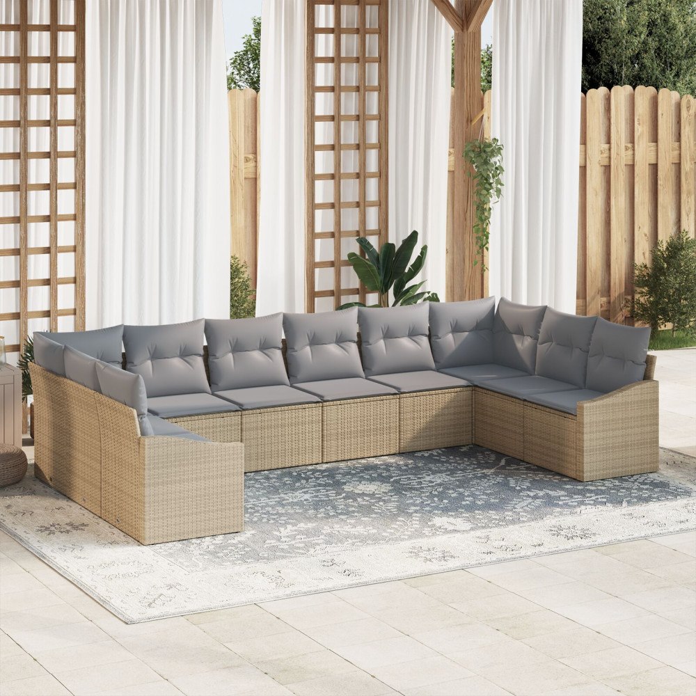 vidaXL Soffset 10 st Beige konstrotting