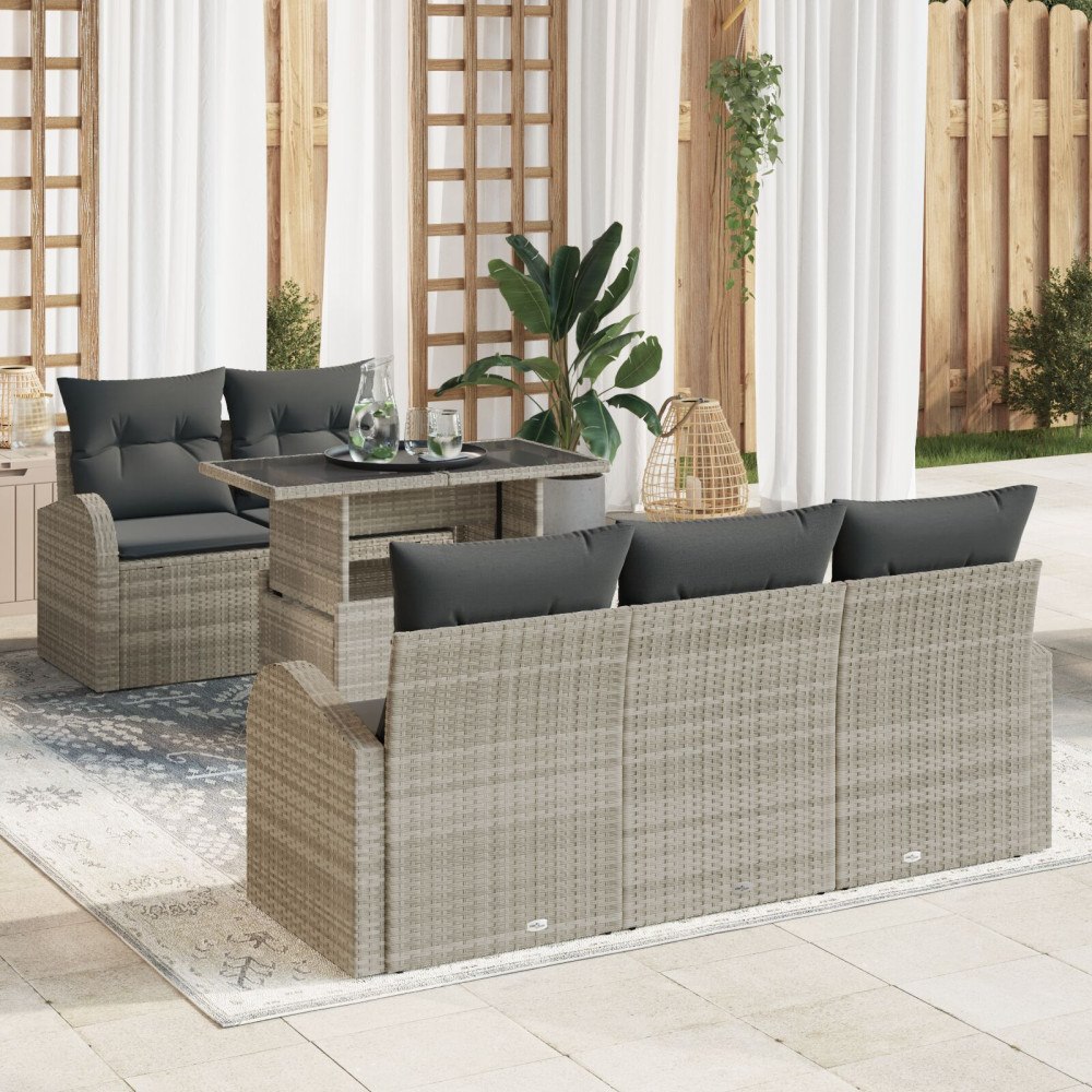 vidaXL Trädgårdsoffset 6 st Ljusgrå konstrotting