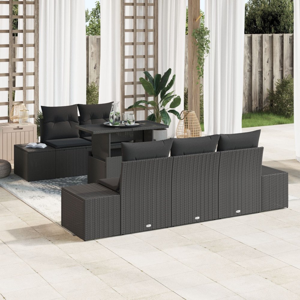 vidaXL Soffset 6 st Svart konstrotting