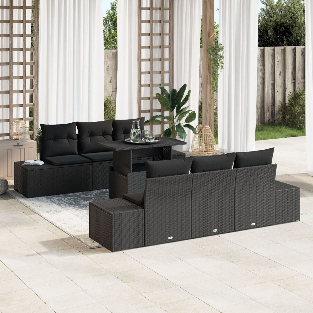 vidaXL Soffset 7 st Svart konstrotting