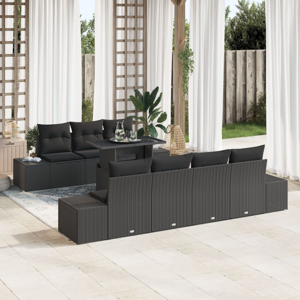 vidaXL Soffset 8 st Svart konstrotting
