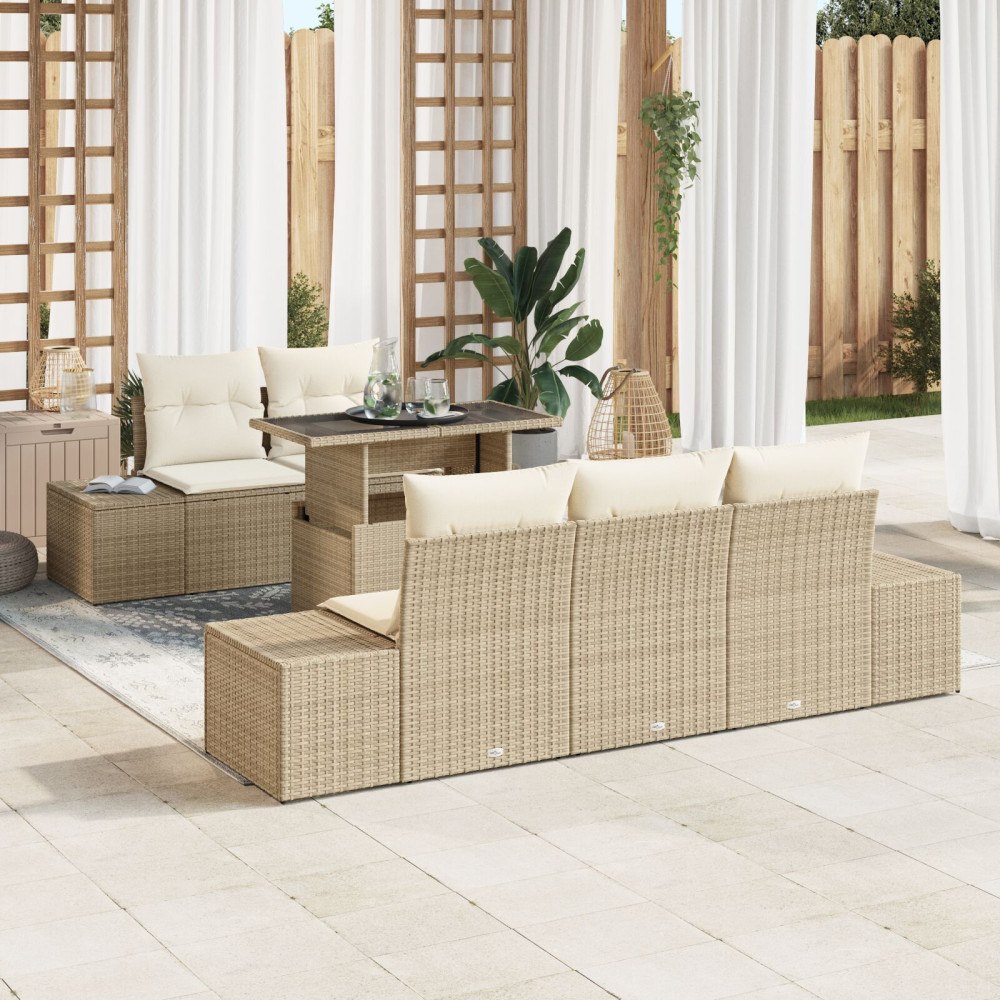 vidaXL Trädgårdsoffset 6 st Beige och gräddfärgad