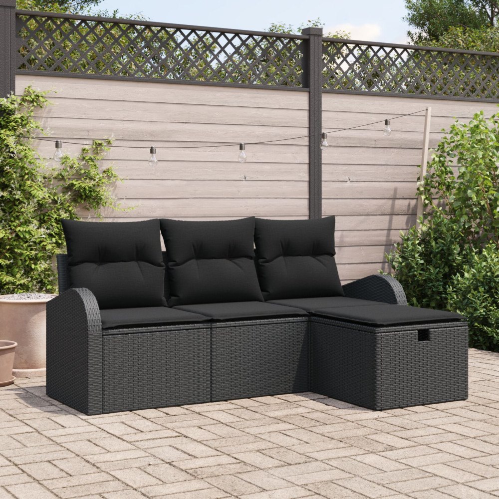 vidaXL Soffset 4 st Svart konstrotting