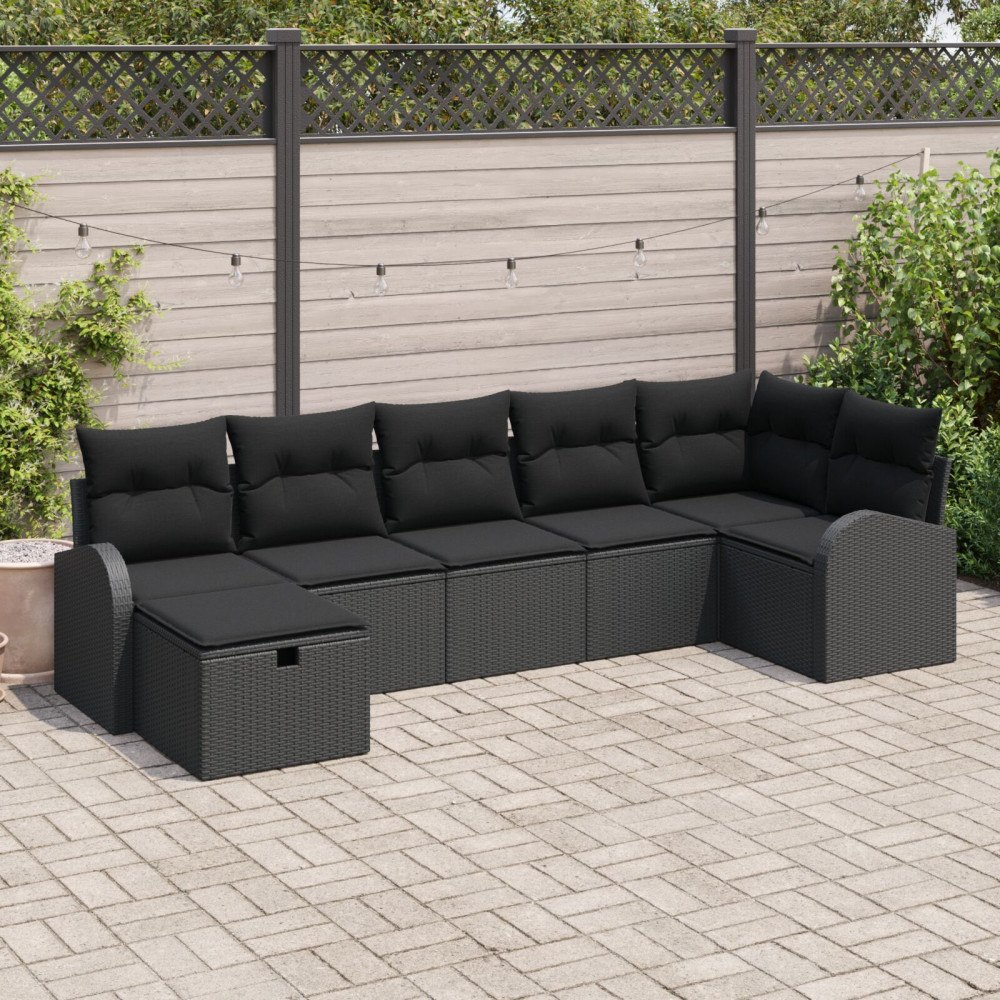 vidaXL Soffset 7 st Svart konstrotting