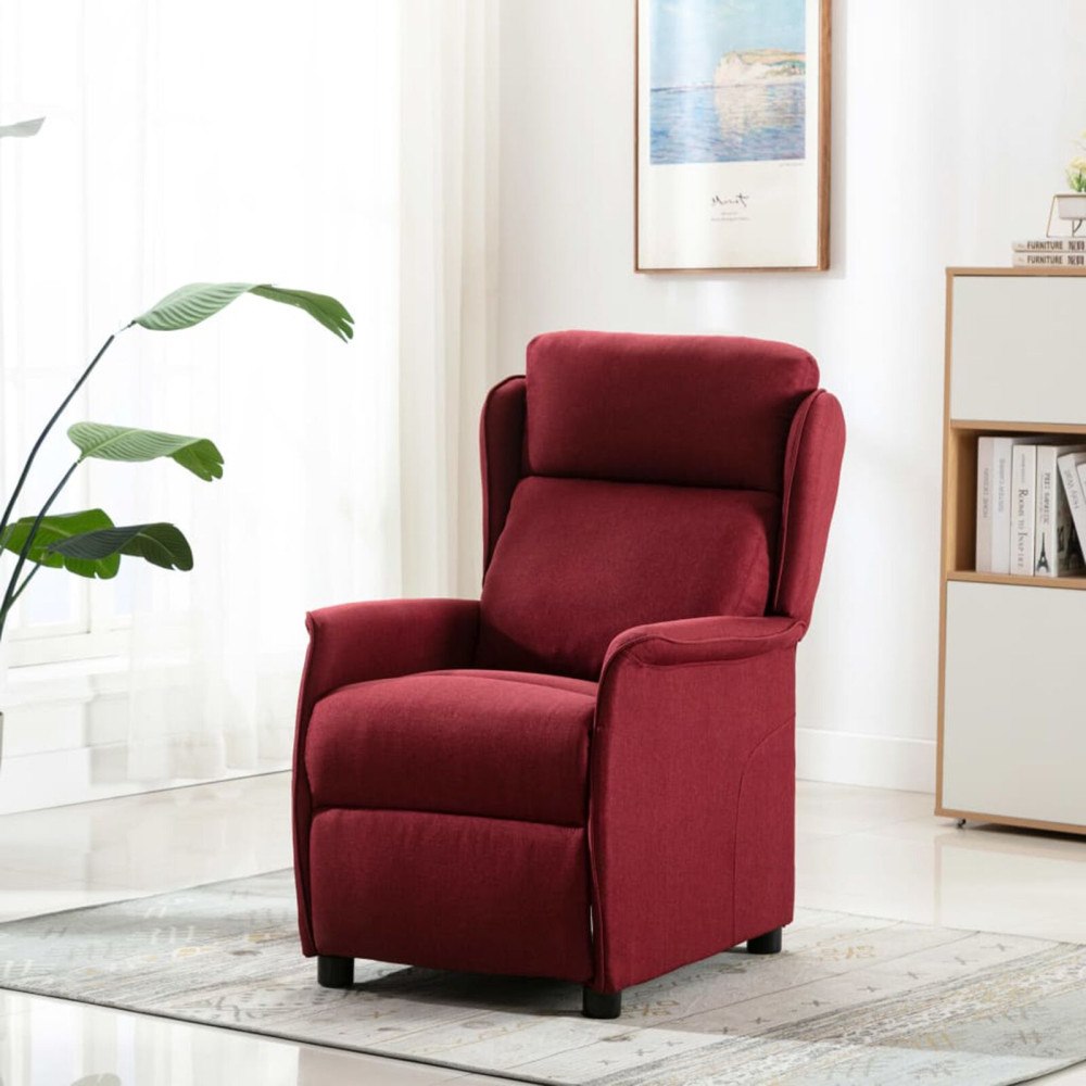 vidaXL Reclinerfåtölj Vinröd 66.5 x 94 x 101.5 cm Polyester