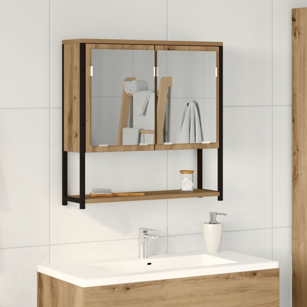 vidaXL Spegelskåp för badrum artisan ek 60x16x60 cm konstruerat trä