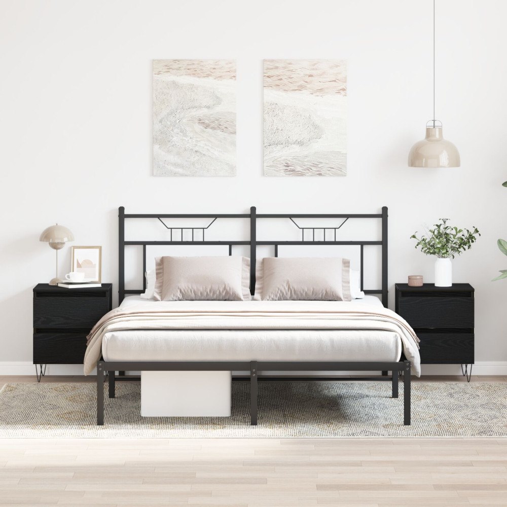 vidaXL Sängkabinet 2 st Svart ek 40x35x50 cm Konstruerat trä