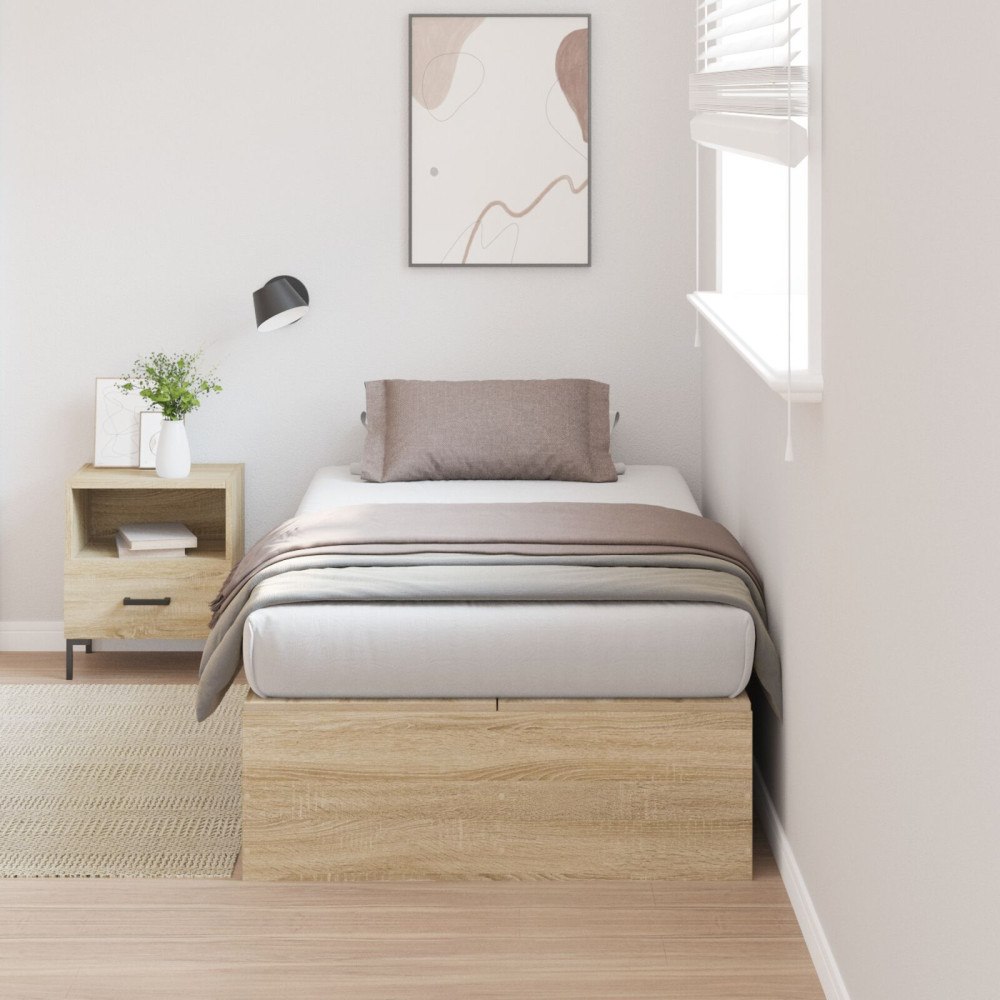 vidaXL Förvaringssängram Sonoma-ek 90 x 190 cm Konstruerat trä