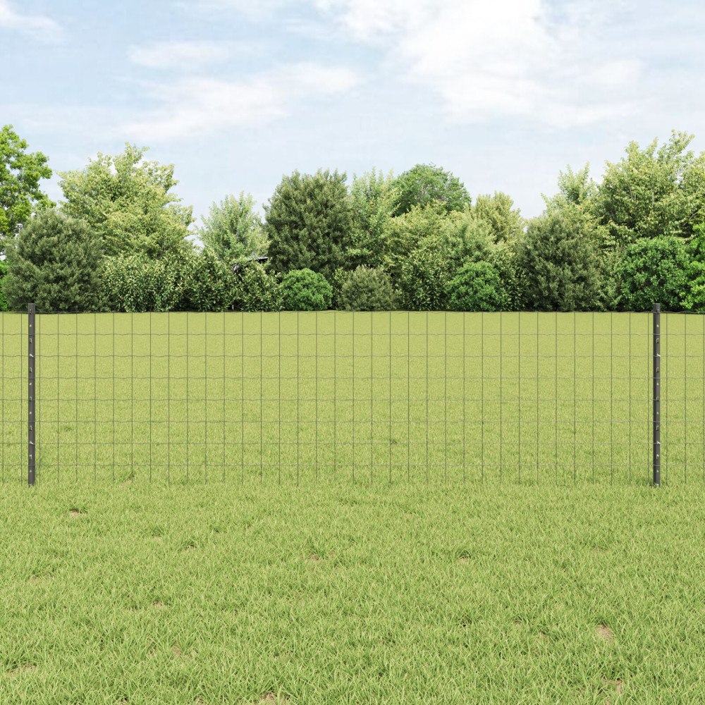 vidaXL Euro Staket med Stöd 50 x 0,6 m PVC-belagda stål Grå Mesh