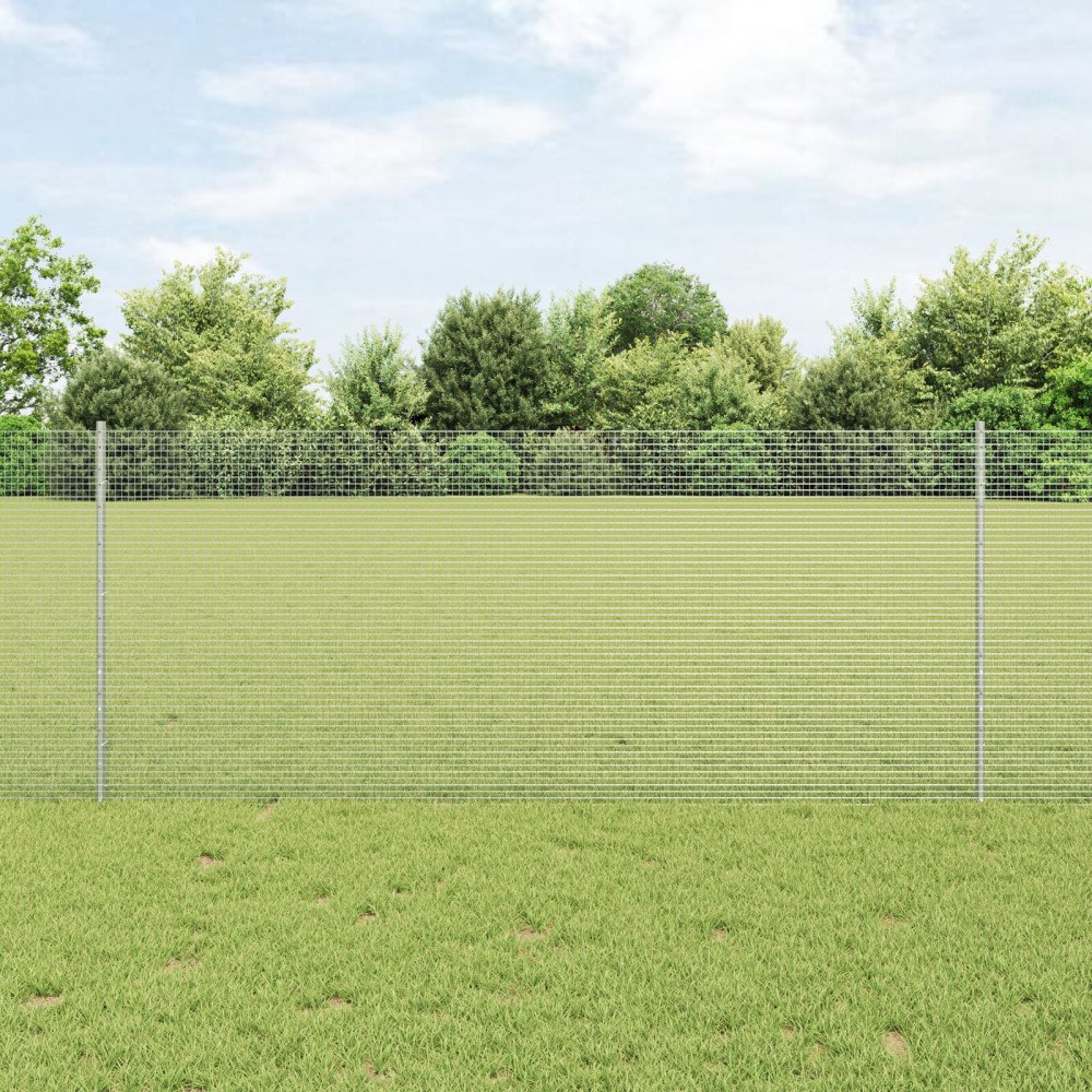vidaXL Svetsat trådgeller med stolpar 25 x 1 m Galvaniserat stål Mesh