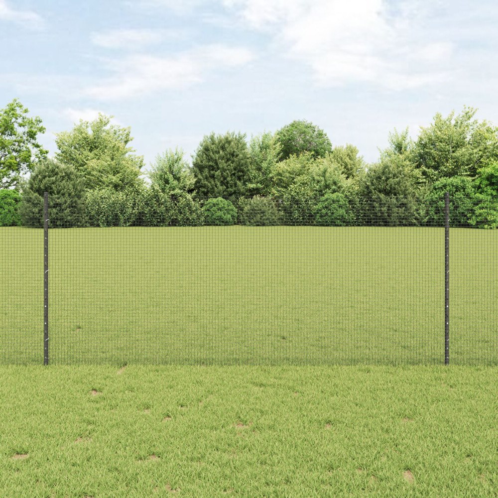 vidaXL Svetsat trådgeller med stolpar 50 x 1 m PVC-belagda stål Grå