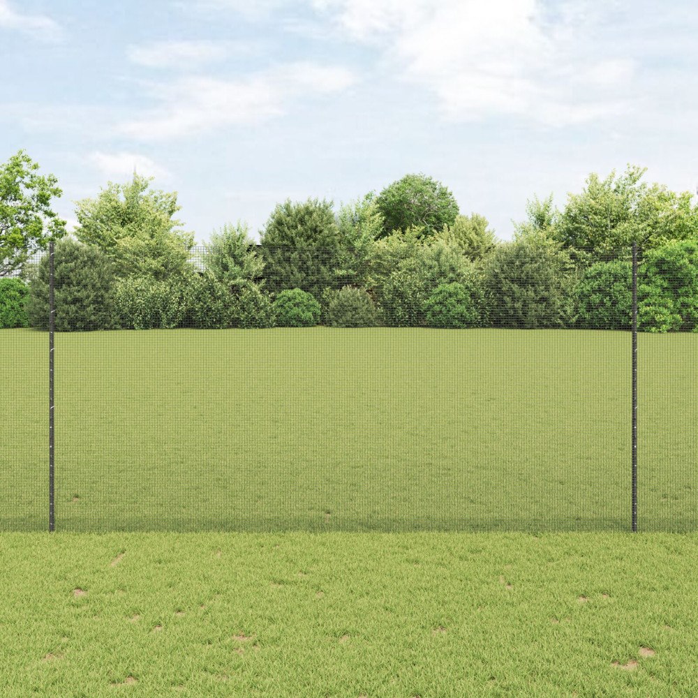 vidaXL Svetsat trådgeller med stolpar 50 x 1,5 m PVC-belagda stål Grå