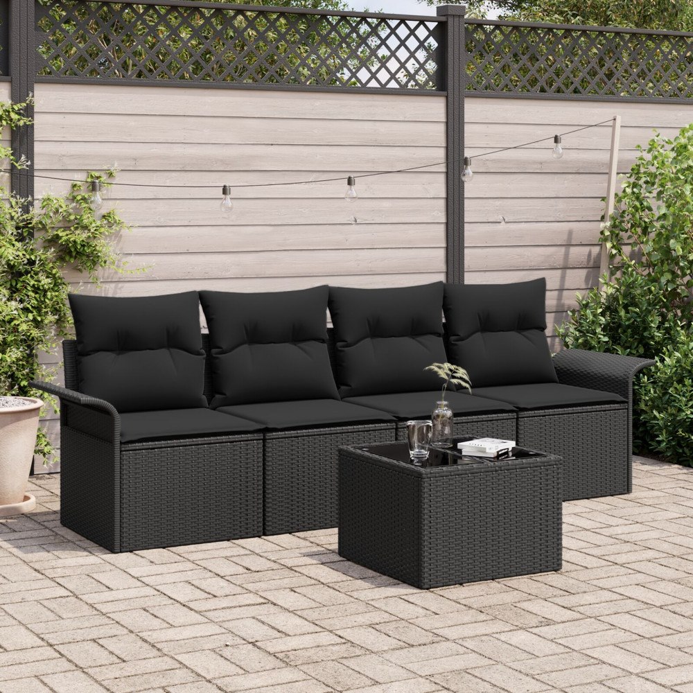 vidaXL Soffset 5 st Svart konstrotting