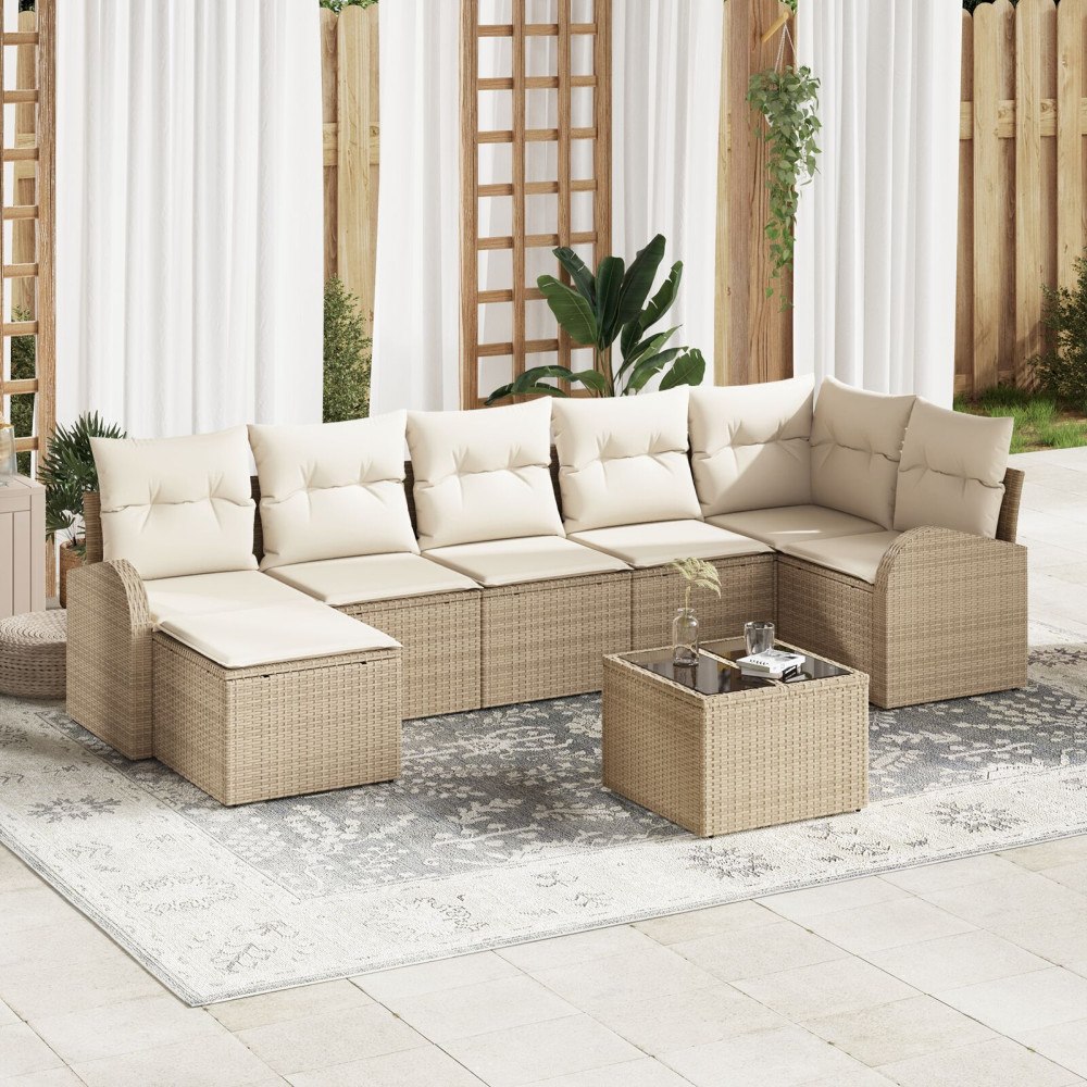 vidaXL Trädgårdsoffset 8 st Beige [Syntetisk]: Poly Rattan