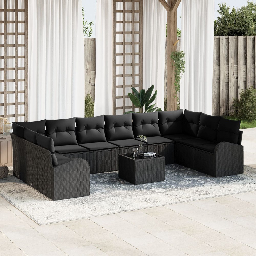 vidaXL Soffset 11 st Svart [Syntetisk]: Polyrattan