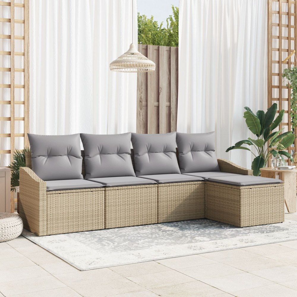 vidaXL Soffset 5 st Beige konstrotting