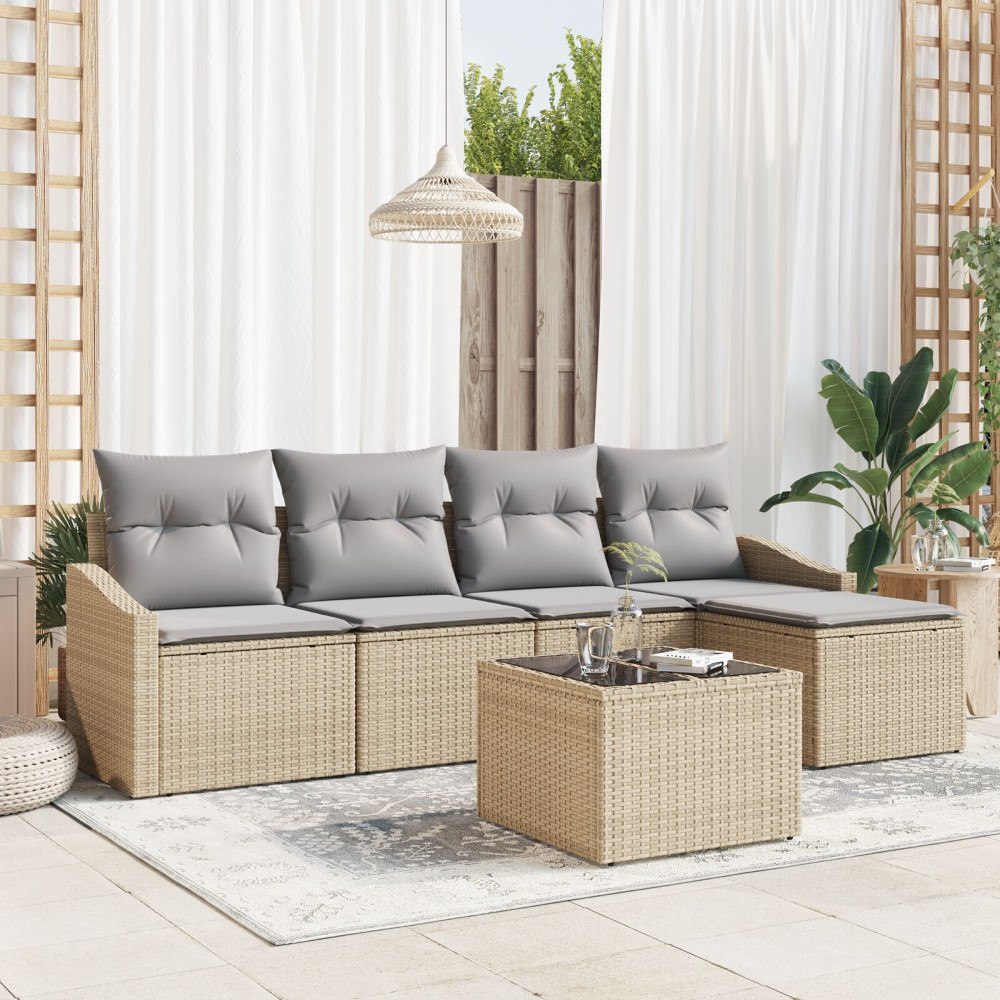 vidaXL Soffset 6 st Beige konstrotting