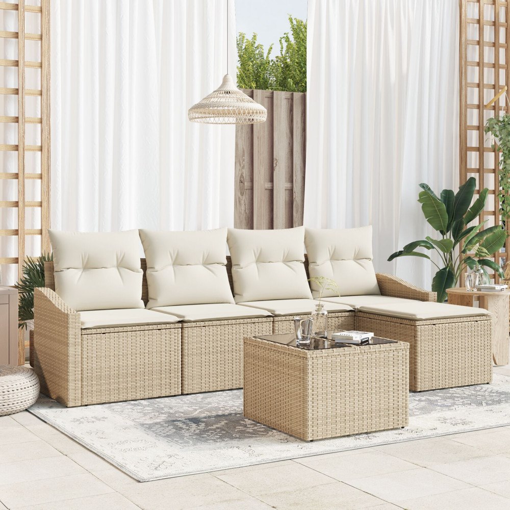 vidaXL Soffset 6 st Beige konstrotting