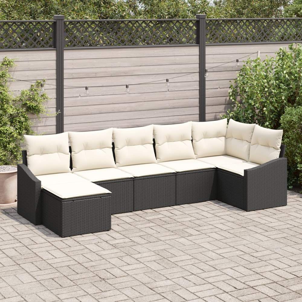vidaXL Soffset 7 st Svart konstrotting