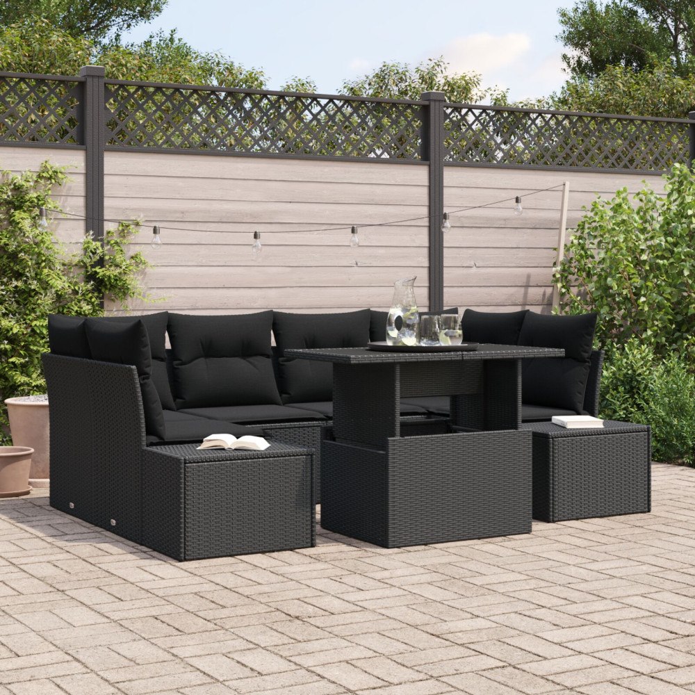 vidaXL Soffset 7 st Svart konstrotting