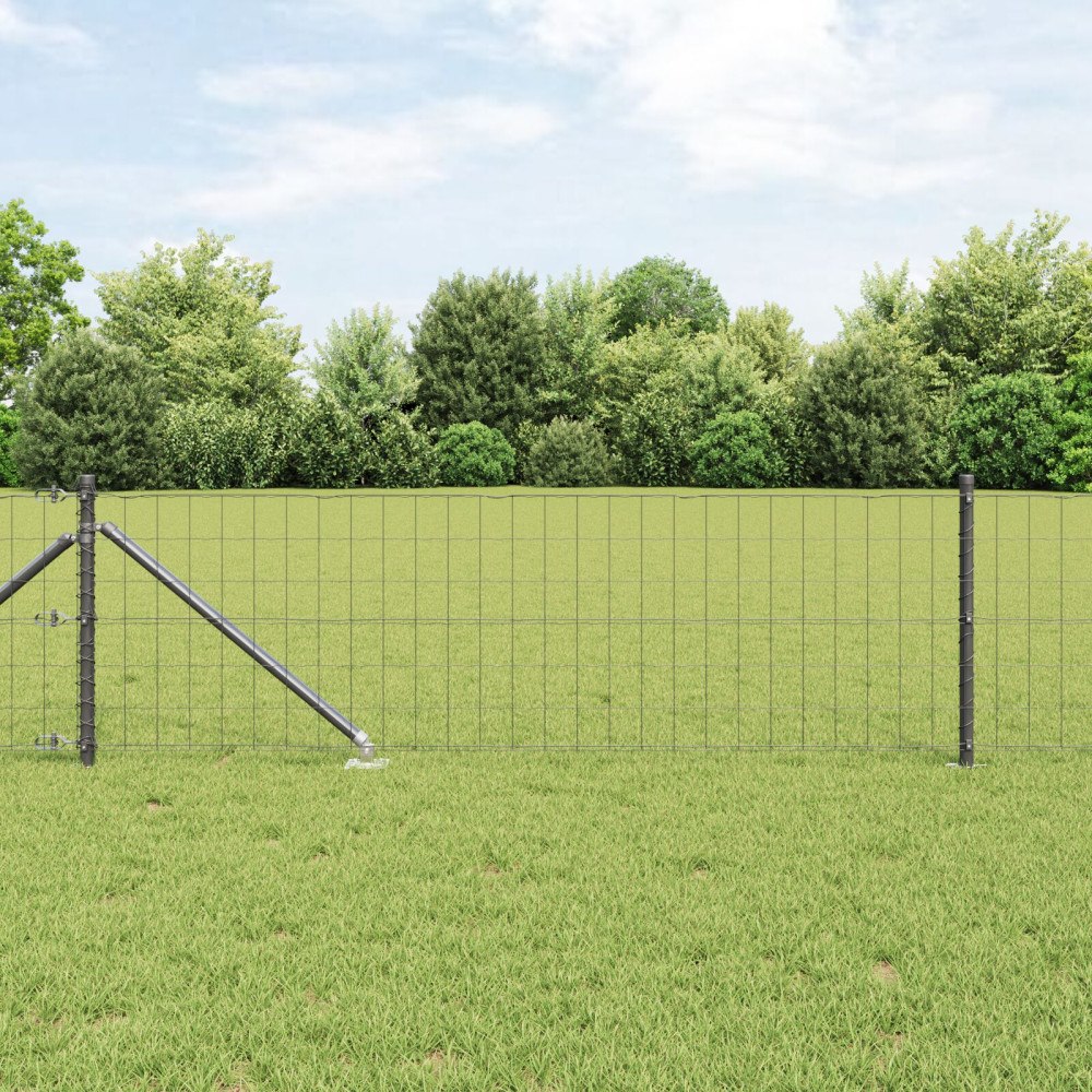 vidaXL Euro Staket med Spikar 25 x 0,6 m PVC-belagda stål Grå Mesh