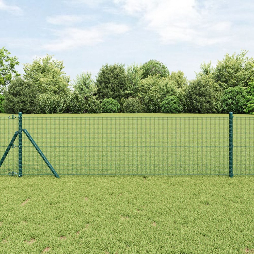 vidaXL Svetsat trådgaller markfäste 25 x 0,5 m PVC-belagda stål Grön