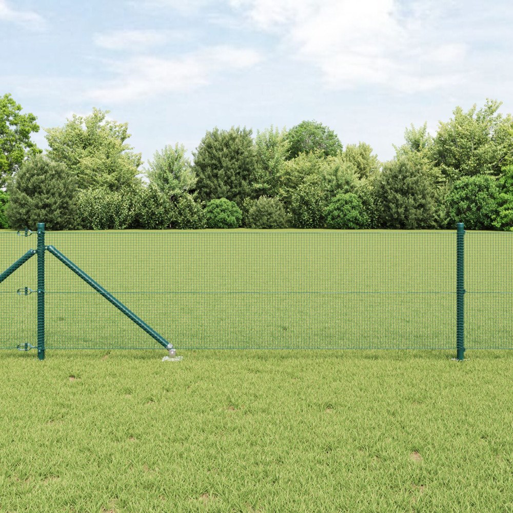 vidaXL Svetsat trådgalleri med piggar 25 x 0,5 m PVC-belagda stål Grön