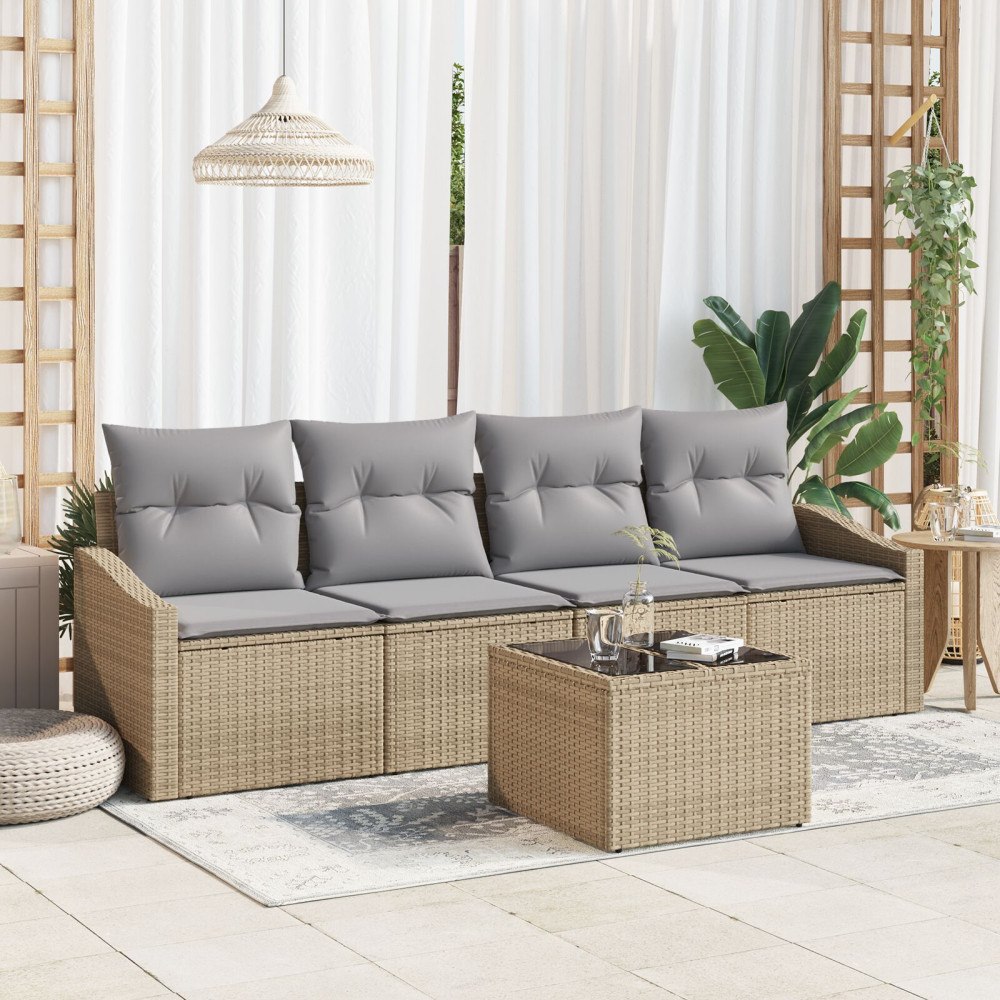 vidaXL Soffset 5 st Beige och Grå konstrotting