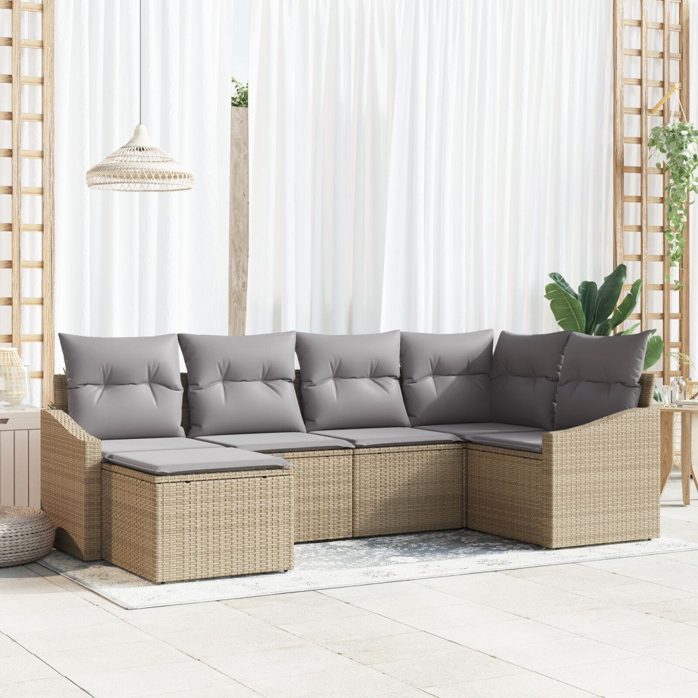 vidaXL Trädgårdsmöbelset 6 st Beige och Ljusgrå