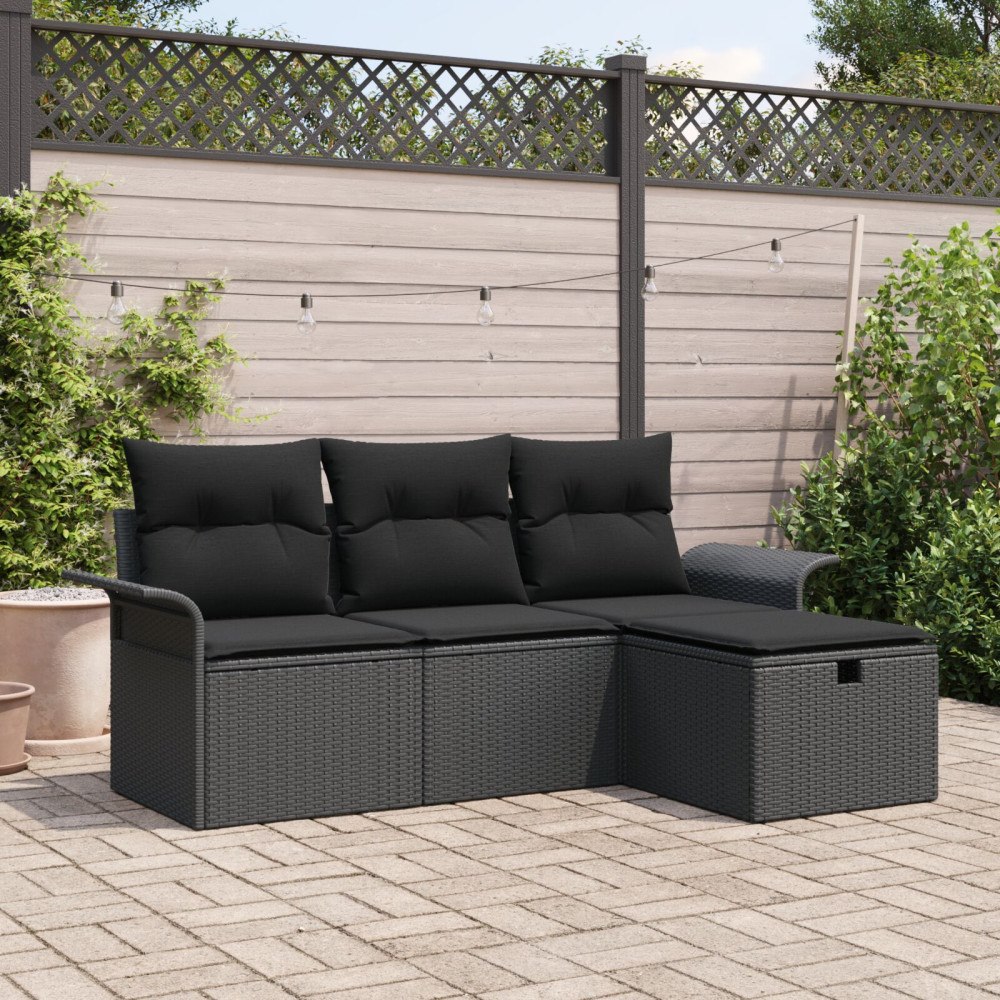 vidaXL Trädgårdsoffset 4 st Poly rattan