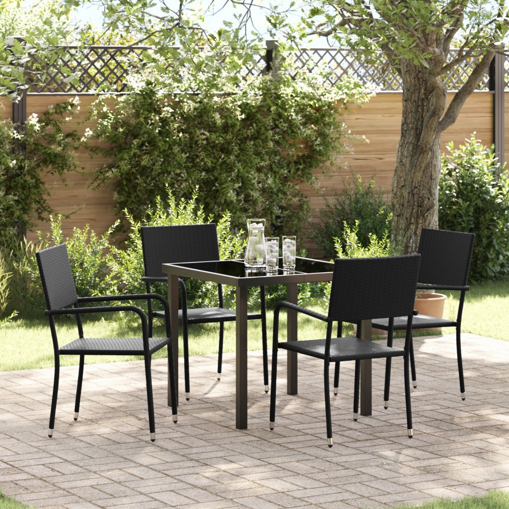 vidaXL Trädgårdsmöbelset 5 pcs Svart Poly rattan