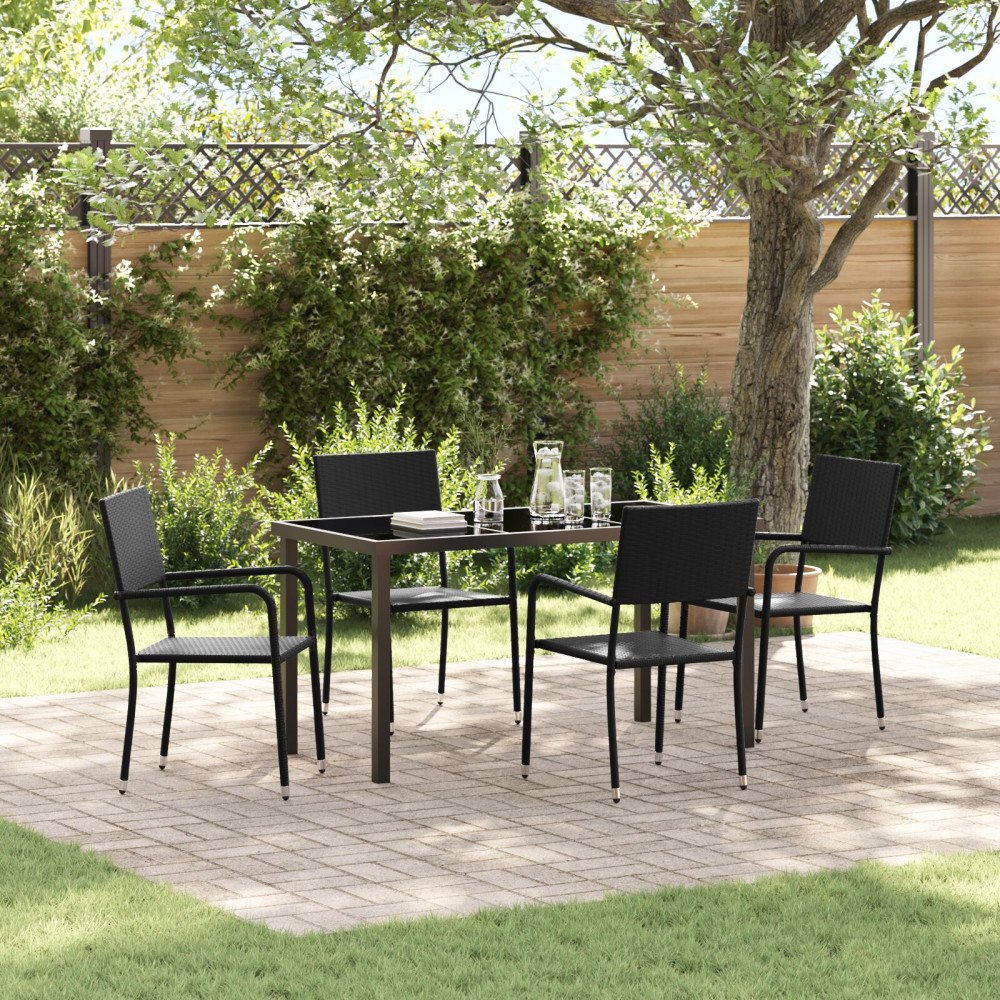 vidaXL Trädgårdsmöbelset 5 pcs Svart Poly rattan