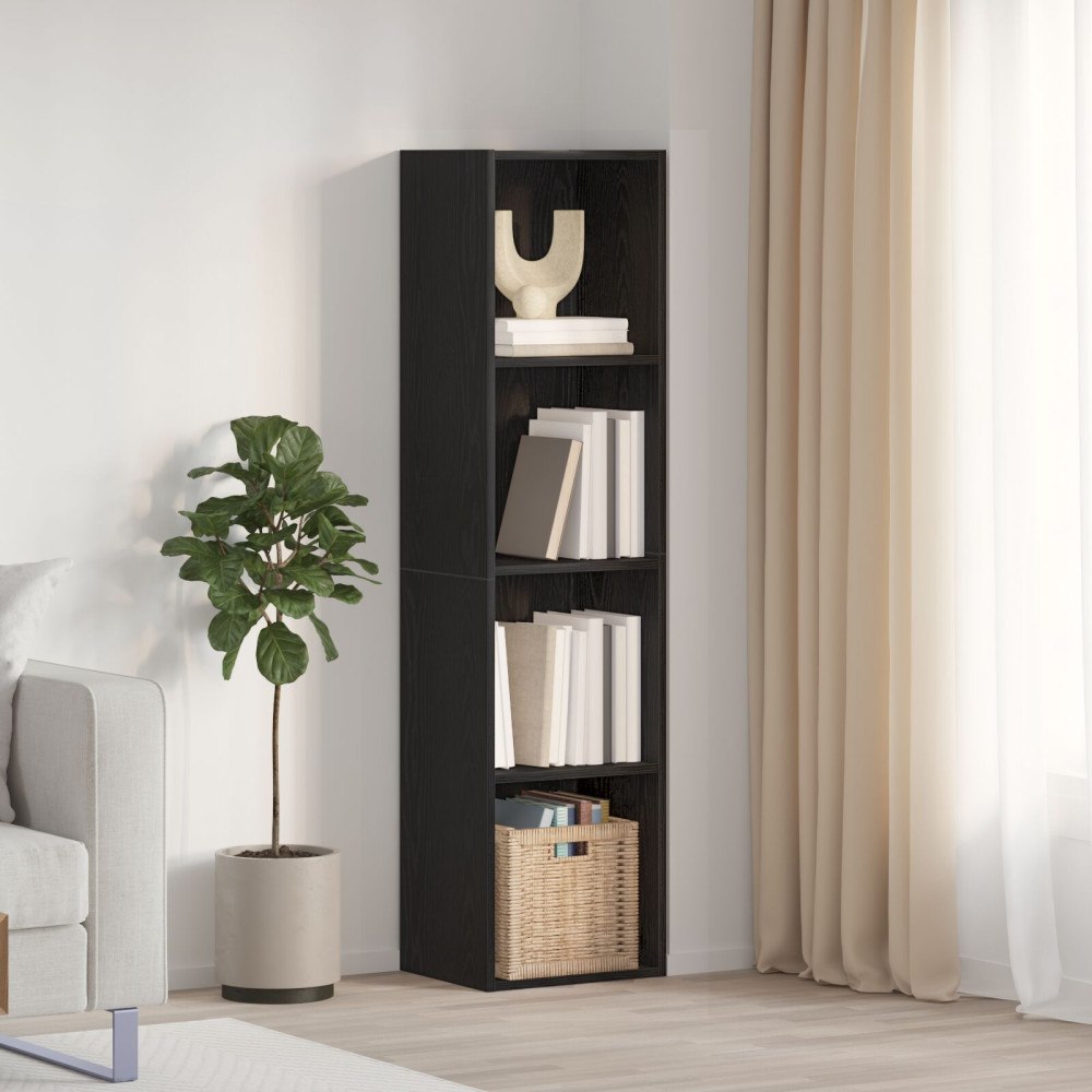 vidaXL Bokskåp/TV Skåp Svart Ek 36x30x143 cm