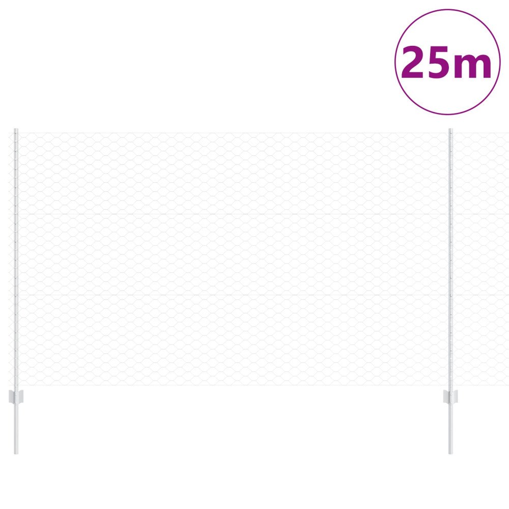 vidaXL Stängsel med stolpe Silver 1,4 x 25 m Stål