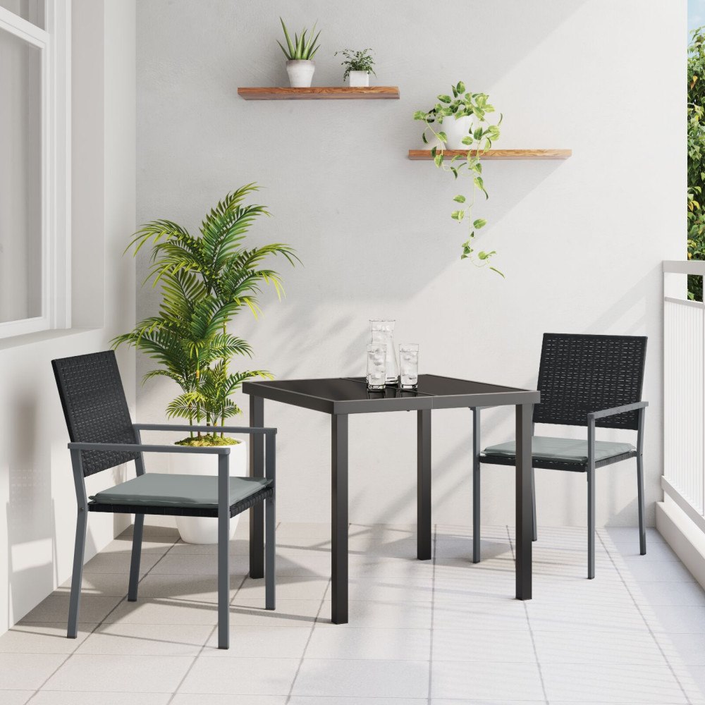 vidaXL Trädgårdsmöbelset 3 pcs Svart och Ljusgrå PE Rattan