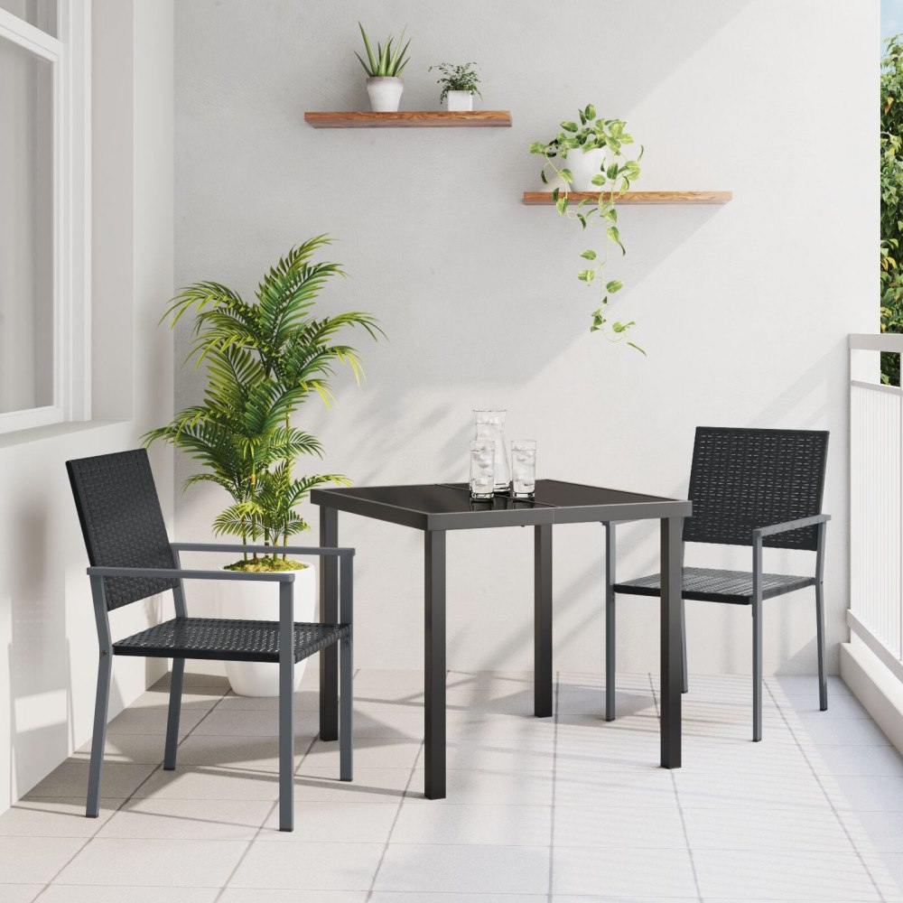 vidaXL Trädgårdsmöbelset 3 pcs Svart PE Rattan