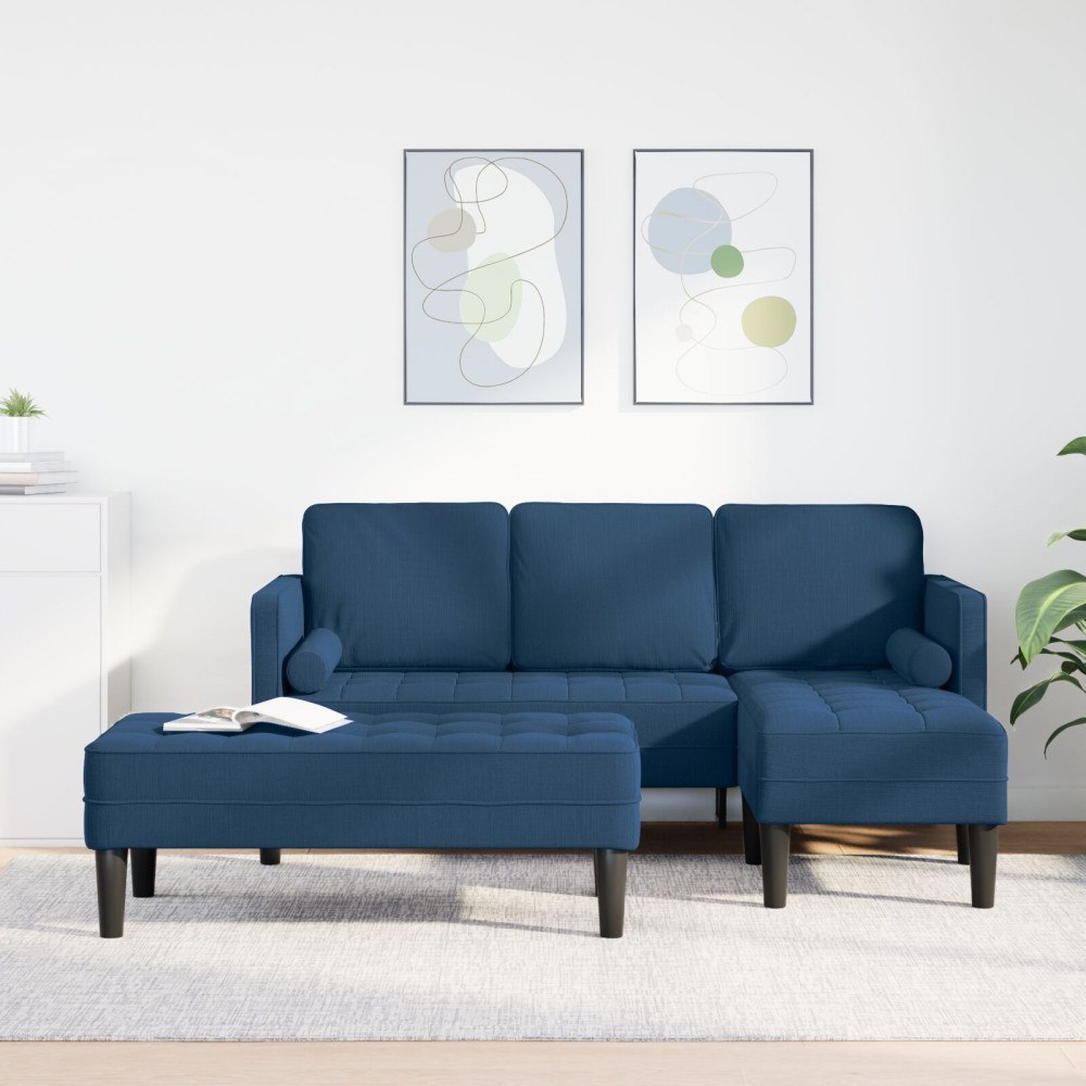 vidaXL Soffset 2 pcs Blå 173 x 131 x 67 cm tyg