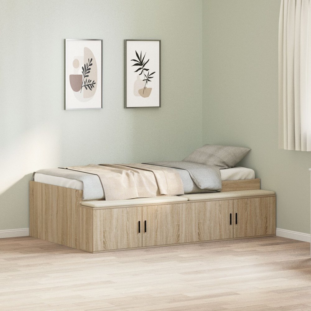 vidaXL Sängram med låda med dörr Sonoma-ek 70 x 190 cm Konstruerat trä