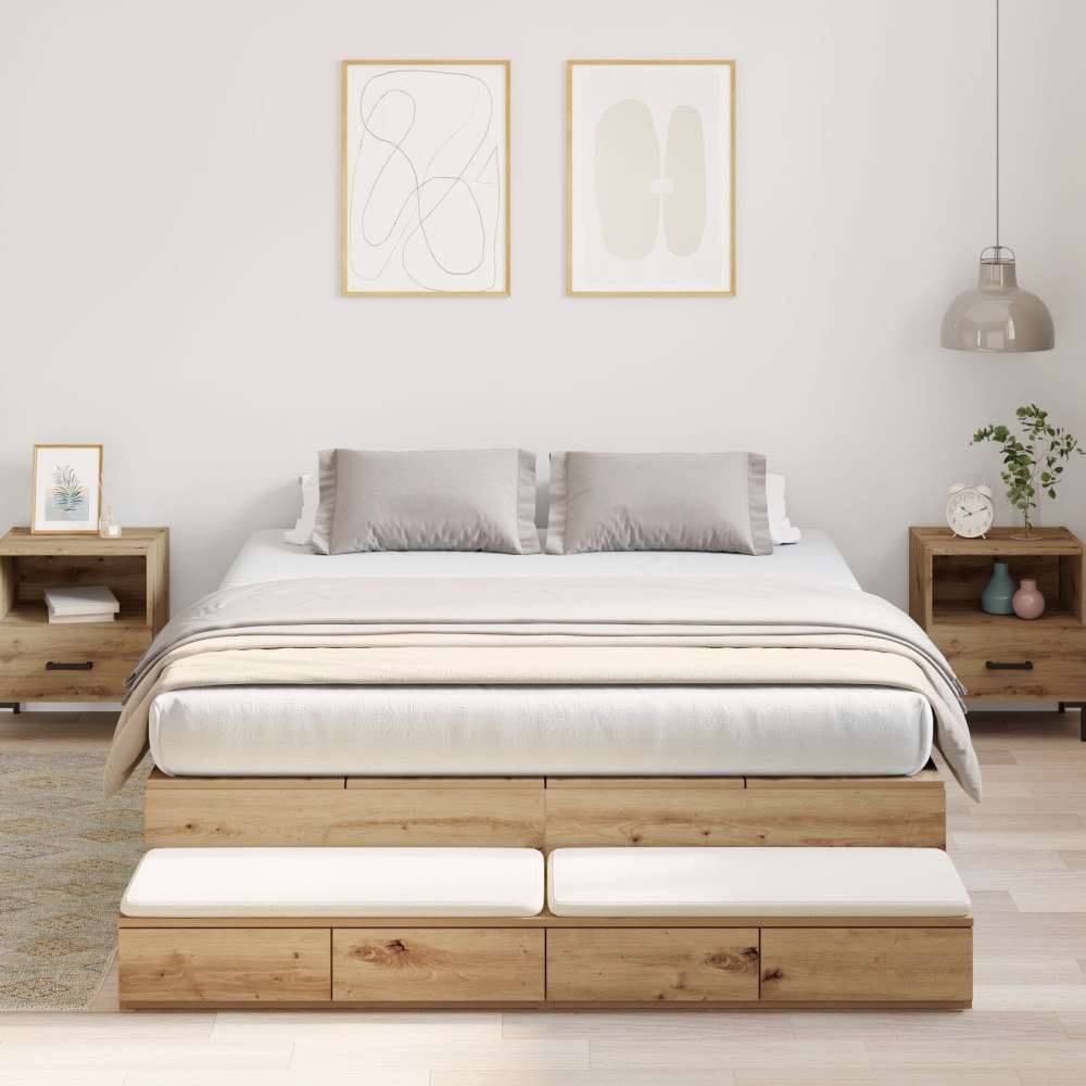 vidaXL Förvaringssängram med låda Artisan Ek 150 cm Konstruerat trä