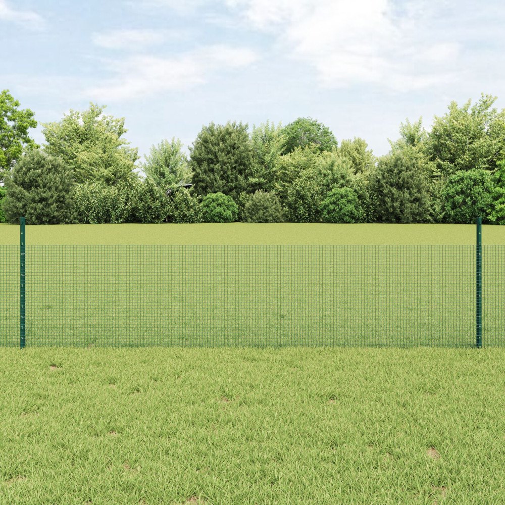 vidaXL Svetsat trådgeller med stolpar 50 x 0,5 m PVC-belagda stål Grön