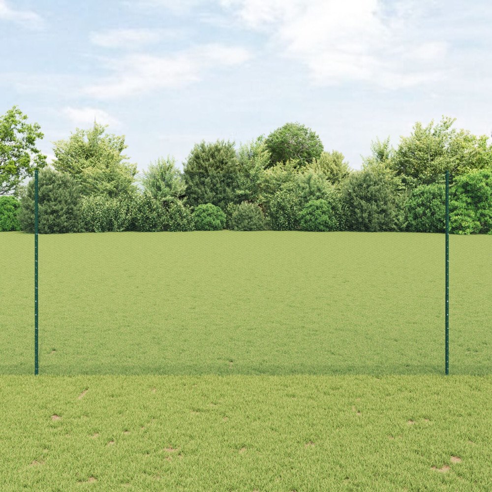 vidaXL Stängselstolpar 11 st U-Kanal Grön 160 cm Stål, vidaXL Hexagonstängsel Grön 1.6x50 m Stål