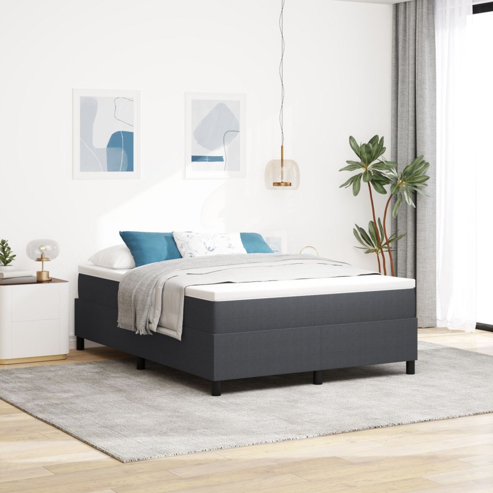 vidaXL Box Våningssäng med Madrass Mörk Grå 140x200 cm Kordtyg