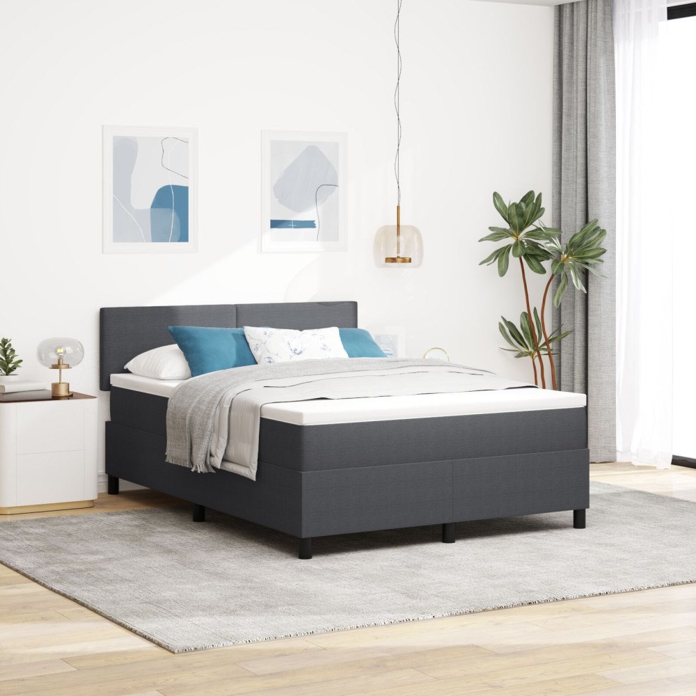 vidaXL Bäddfjäder Mörkgrå och vit 160 x 200 cm Kordread tyg