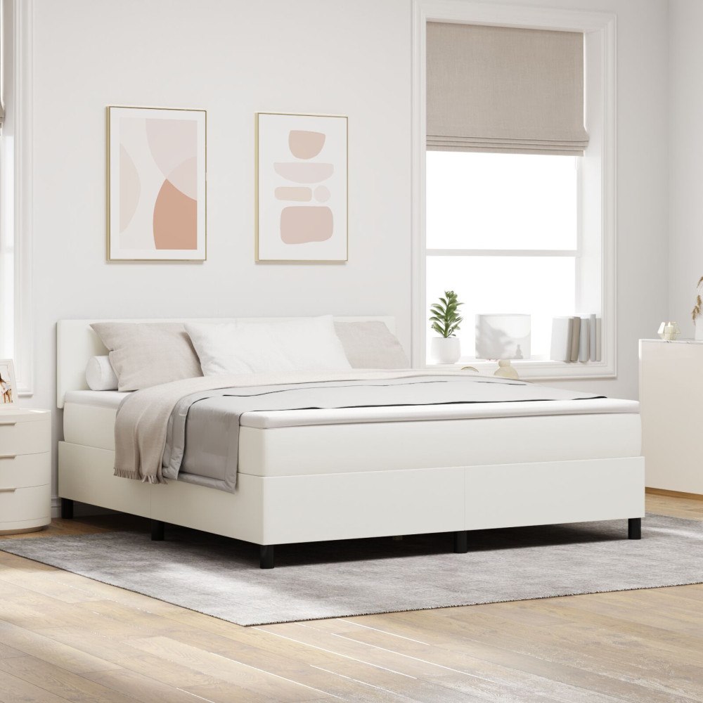 vidaXL Boxspring Säng med Madrass Kräm Super King Kordfabrics